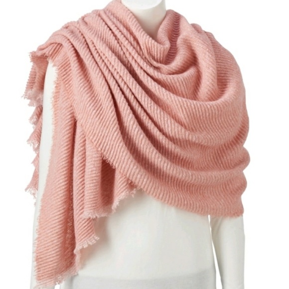 LC LAUREN CONRAD Scarf Fringe Wrap Shawl Blanket Winter Rose Pink One Size - Picture 1 of 9